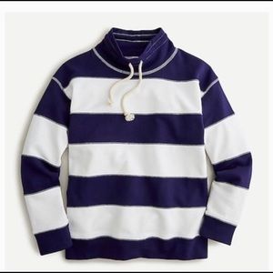 NWT JCREW funnelneck navy white stripe sweatshirt